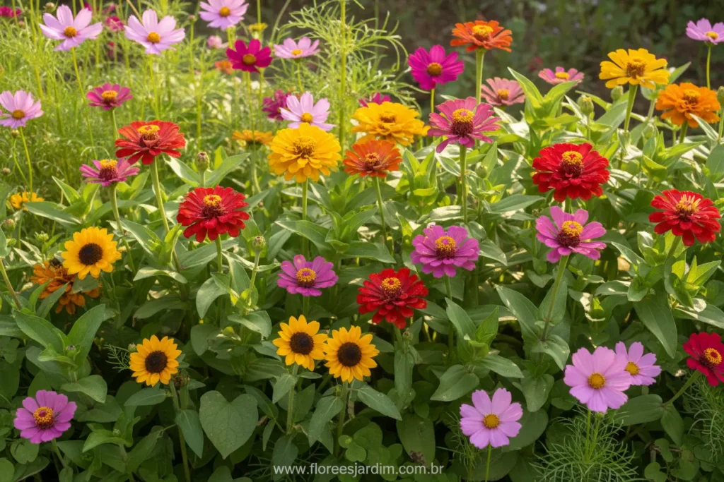 Flores resistentes ao calor florescendo em janeiro.